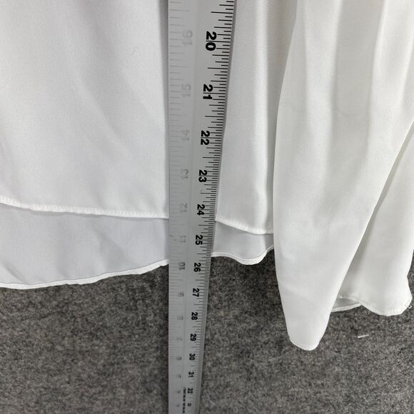 Trouve Blouse Women S Small White Round Neck Cold Shoulder Long Sleeve Hook&Eye - Picture 7 of 9
